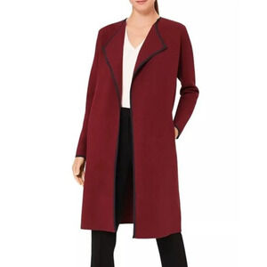 Hobbs London Bethan Open Front Coatigan Cardigan Coat Duster S Maroon